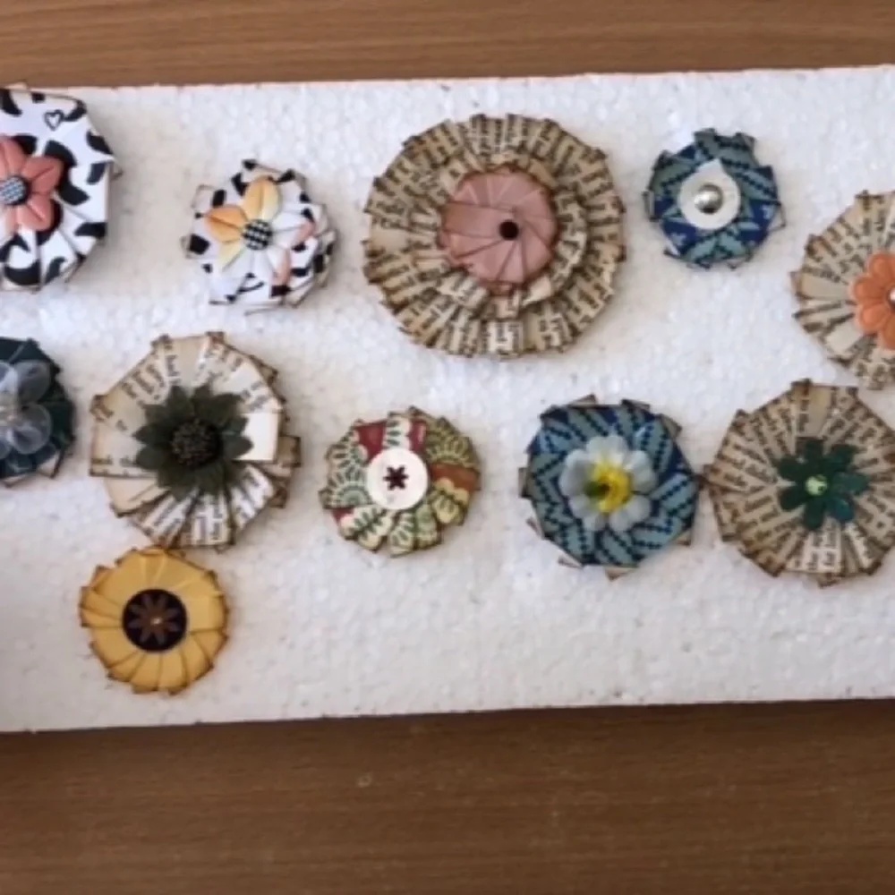 NEW!! Handcrafted Embellished Paper Flowers.